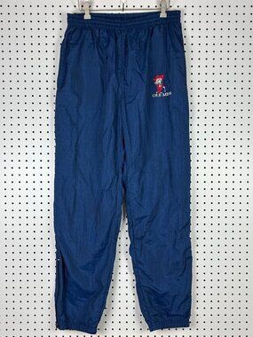 Colonel Reb Ole Miss Rebels Track Pants Medium Navy Blue Mesh Lined Drawstring